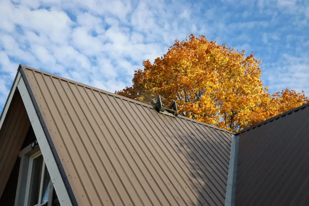 Durable roof materials - A residential property featuring metal roofing.